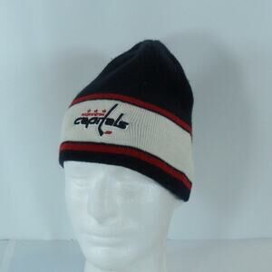 VTG Washington Capitals NHL Hockey ‘47 Twins Beanie Hat Cap Stripes Blue White